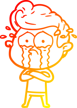 Bir insan tarafından çizilmiş, ağlayan bir çizgi film karakteri.