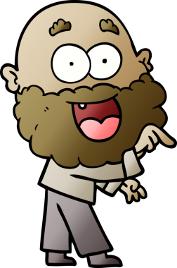 Bir insan tarafından çizilmiş sakallı çılgın, mutlu bir adam.