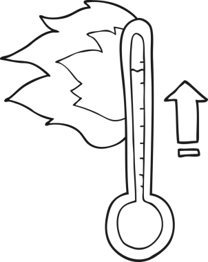 Bir insan tarafından çizilen serbest çizim siyah beyaz çizgi film yükselen sıcaklık