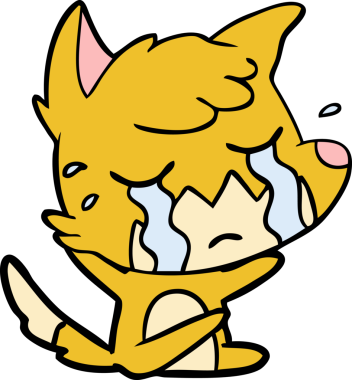 Bir insan tarafından çizilmiş ağlayan tilki çizgi filmi.