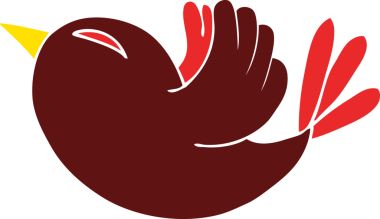 Bir insan tarafından çizilmiş kırmızı kuş.