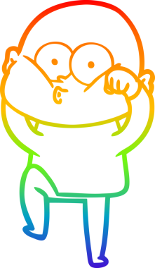 Gökkuşağı gradyan çizgi çizimi bir insan tarafından çizilmiş kel bir adamın çizimi