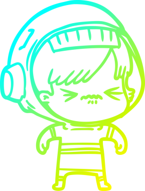 Bir insan tarafından çizilmiş soğuk gradyan çizgili astronot kadın çizimi.