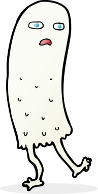 Bir insan tarafından çizilmiş komik bir hayalet.