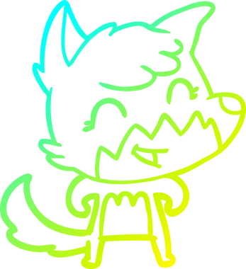 Bir insan tarafından çizilmiş mutlu bir tilkinin soğuk çizgi çizimi.