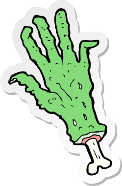 Bir insan tarafından çizilmiş bir zombi elinin çıkartması.