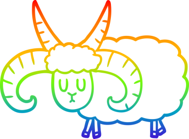 Bir insan tarafından çizilmiş uzun boynuzlu bir karikatürün çizimi.