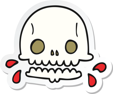 Bir insan tarafından çizilmiş ürkütücü bir karikatür çıkartması.