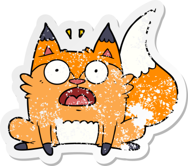 Bir çizgi filmin sıkıntılı çıkartması bir insan tarafından çizilmiş tilki ürkmüş.