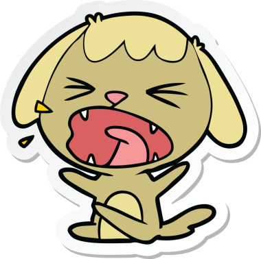 Bir insan tarafından çizilmiş şirin bir köpeğin çıkartması.