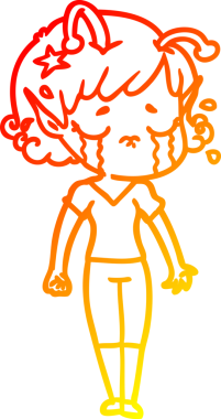 Bir insan tarafından çizilmiş, ağlayan uzaylı bir kızın sıcak çizgi çizimi.