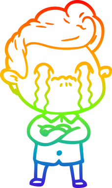 Gökkuşağı gradyan çizimi bir insan tarafından çizilmiş ağlayan bir karikatür adamı çiziyor.