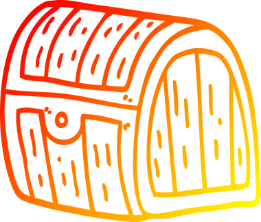 Bir insan tarafından çizilmiş bir hazine sandığının sıcak çizgi çizimi.