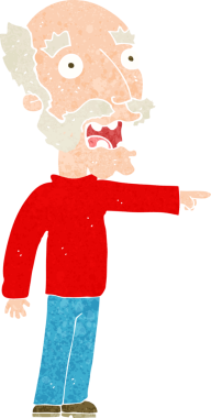 Çizgi filmdeki korkak yaşlı adam bir insan tarafından çizilmiş.