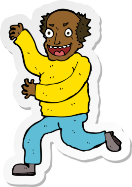 Bir insan tarafından çizilmiş kötü yaşlı bir adamın çıkartması.