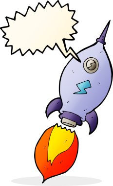 bir insan tarafından çizilmiş konuşma baloncuklu çizgi film uzay gemisi