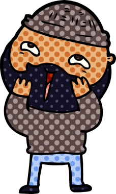 Bir insan tarafından çizilmiş mutlu sakallı bir adam.