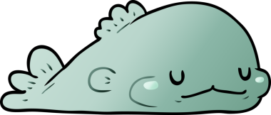 Bir insan tarafından çizilmiş şirin karikatür balığı.