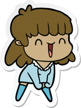 Bir insan tarafından çizilmiş bir karikatür kadının çıkartması.