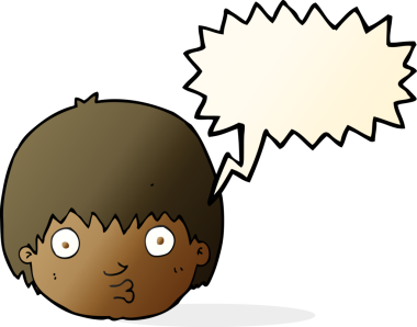 Bir insan tarafından çizilmiş konuşma balonu olan meraklı bir çocuk.