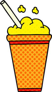 Bir insan tarafından çizilmiş tuhaf çizgi film tarzı buzlu içecek.