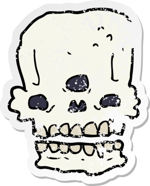 Bir insan tarafından çizilmiş ürkütücü bir karikatür çıkartması.