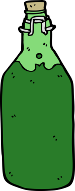 Bir insan tarafından çizilmiş karikatür şişesi.