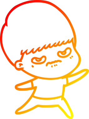 Bir insan tarafından çizilmiş kızgın bir çocuğun sıcak çizgi çizimi.