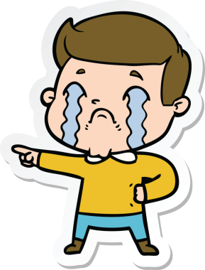 Bir insan tarafından çizilmiş, ağlayan bir çizgi film karakterinin çıkartması.