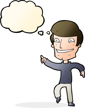 çizgi film mutlu adam bir insan tarafından çizilen düşünce baloncuğu ile işaret