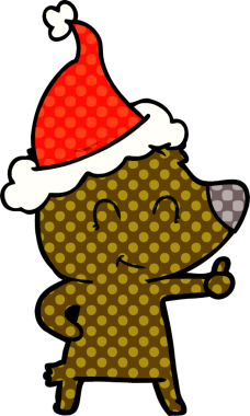 Kadın ayı eli, bir insan tarafından çizilmiş Noel Baba şapkasının çizgi roman çizimi.