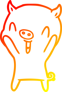 Bir insan tarafından çizilmiş mutlu çizgi film domuzu çizimi.