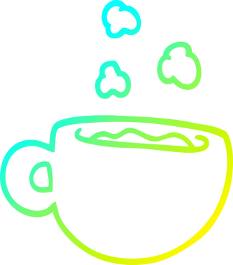 Bir insan tarafından çizilmiş bir fincan çayın soğuk gradyan çizgisi.