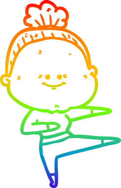 Gökkuşağı gradyan çizgi çizimi Bir insan tarafından çizilmiş mutlu yaşlı kadın