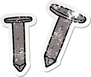 Bir insan tarafından çizilmiş eski çivilerin sıkıntılı çıkartması.