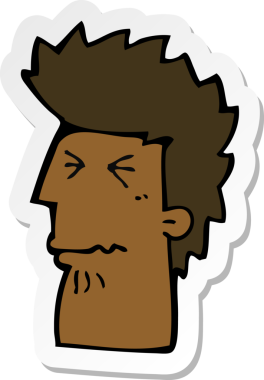 Bir insan tarafından çizilmiş mutsuz bir adamın karikatür çıkartması.