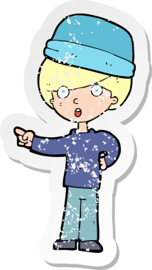 Bir insan tarafından çizilmiş bir çizgi filmin gerilimli çıkartması.