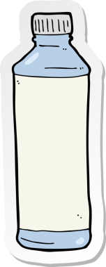 Bir insan tarafından çizilmiş karikatür su şişesinin etiketi.