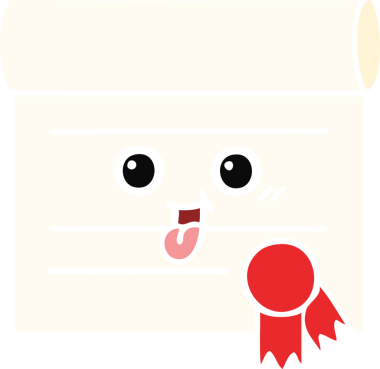 Bir insan tarafından çizilmiş bir sertifikanın düz renk retro karikatürü