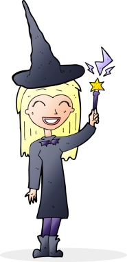 Bir insan tarafından çizilmiş cadılar bayramı cadısı çizgi filmi.