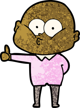 Bir insan tarafından çizilmiş kel bir adam.