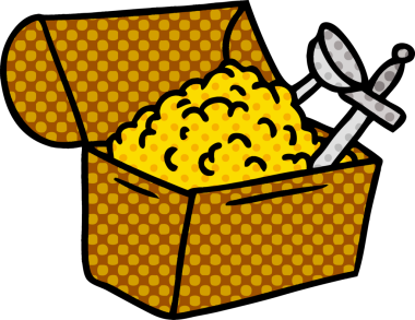 Bir insan tarafından çizilmiş hazine sandığının karikatürü.