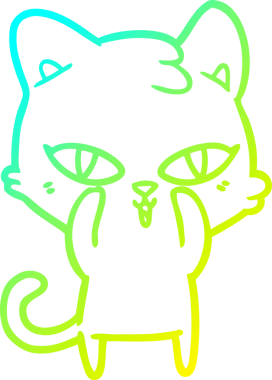 Bir insan tarafından çizilen çizgi film kedisinin soğuk gradyan çizgisi.