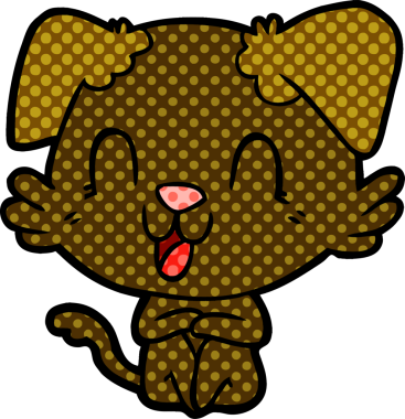 Bir insan tarafından çizilmiş gülen çizgi film köpeği.