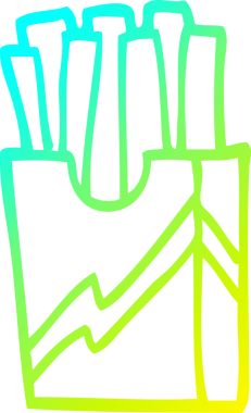 Bir insan tarafından çizilmiş soğuk gradyan çizgi film fast food kızartması.