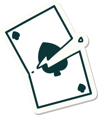 Bir insan tarafından çizilmiş yırtık bir kartın geleneksel stiliyle dövme çıkartması