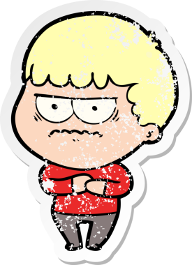 Bir insan tarafından çizilmiş sıkıntılı bir karikatür çıkartması.