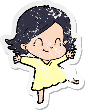 Bir insan tarafından çizilmiş, karikatür dostu bir kızın sıkıntılı çıkartması.