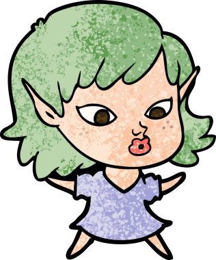 Bir insan tarafından çizilmiş güzel elf kızı.