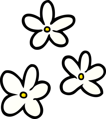 Bir insan tarafından çizilmiş karikatür çiçekleri